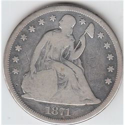 RARE $1 SEATED LIBERTY 1871 DOLLAR