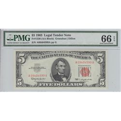 $5 1963 LEGAL TENDER RED SEAL PMG GEM 66 EPQ
