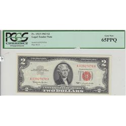 $2 RED SEAL 1963 PCGS GEM 65 PPQ