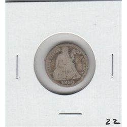 1890 SEATED DIME