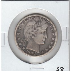 1908 D NICE APPEALING BARBER HALF