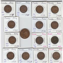 LARGE LOT OF EARLY CANADIAN CENTS 1920s 1930s