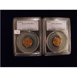 1955 D 1939 WHEAT CENTS PCGS UNC MS65 RB  63RB