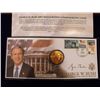 Image 1 : GEORGE BUSH 2005 COMMEMORATIVE MEDAL W/ STAMPS