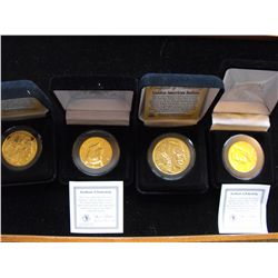 LOT OF 4 GOLD PLATED 24 K BUFFALO COMMEM AND KENNEDY HALF