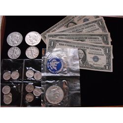 SILVER DOLLAR COLLECTION PEACE MERCURY DIMES EISENHOWER WALKERS STAR NOTES