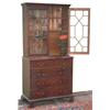 Image 1 : George III oak secretaire bookcase with dentil cornice above astragal glazed doors, one enclosing pa