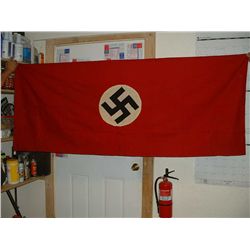 WWII Nazi wall flag- Hackenkreutz Good condition, some water staining on Swastika.