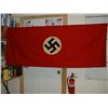 Image 1 : WWII Nazi wall flag- Hackenkreutz Good condition, some water staining on Swastika.