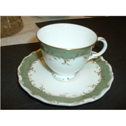 Green w/ gold vines cup and saucerRoyal Doulton Bone china "fontainbleau