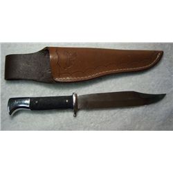 Knife #7: Stainless Brazil-455, Leather Embossed Sheath, Blade in Great Shape!