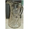 Image 1 : Cut glass pitcher, pineapple design 10 -1/2" tall x 6" diam. @ base.  Please note that the base of t