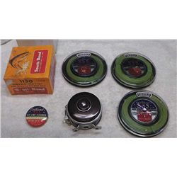 Antique South Bend fly reel #113o model D 3 rolls of Cortland non sink fly line & cleaner