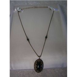 .925 Silver and Jade Necklace .