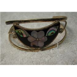 Alpaca Silver Bracelet w/ Pearl Inlay .