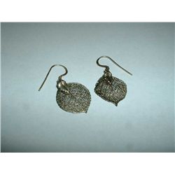 Silver earings Aspen leaf.  Marked .925.  2 grams
