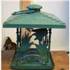Image 3 : 1 Dark Red Bird Feeder and Green Metal Feeder .