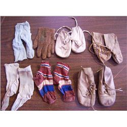 Collection of 3 Pair Baby Shoes and Socks and 1 Glove.