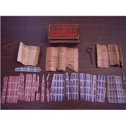 Collection of WWII Ration Stamps in Old Diamond Searchlight Match Box w/ Old Newspaper Article About