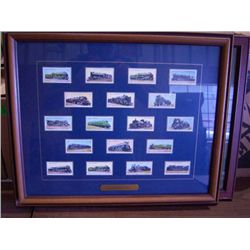 Collectible Tobacco Cards, Acid Free Matting, Framed, Titled "Railway Engines 1936" Original English
