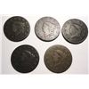Image 1 : 1816-2  1820-25-27 large pennys  nice color  (5 coins)