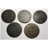 Image 2 : 1816-2  1820-25-27 large pennys  nice color  (5 coins)