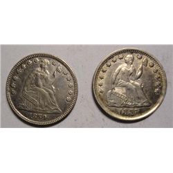 1857 and 1859 half dimes  Nice XF's