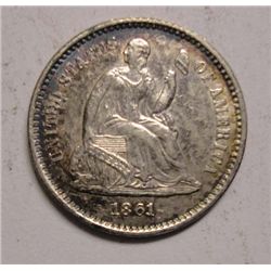 1861 half dime  AU