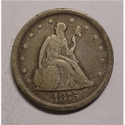 1875S twenty center  VF