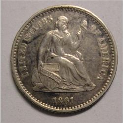 1861 half dime original undipped XF45