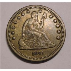 1861 Seated quarter  all original undipped XF
