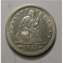 1853 arr rys  Seated  quarter  XF/AU