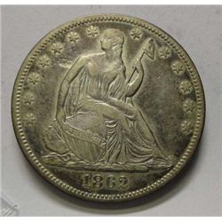 1862 Seated half $  XF