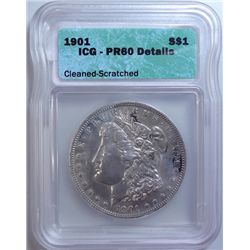 1901 proof  Morgan $ ICGPR60 cleaned /scratched