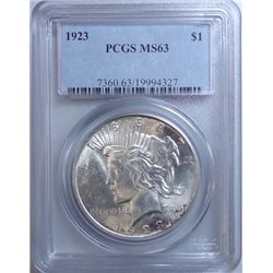 2 1923 Peace $  PCGS62 and 63