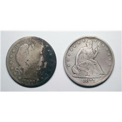 1877 VF and 1896S  G/AG3 half $