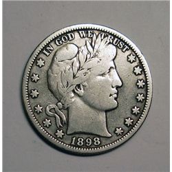 1898O Barber half $  4+ letters Liberty