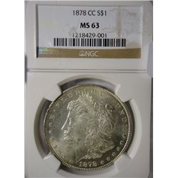 1878CC Morgan silver $  NGC63
