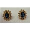 Image 1 : Sapphire and CZ stone post earrings