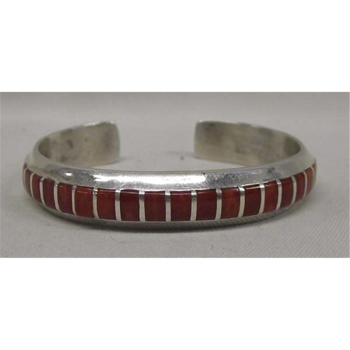 Zuni Silver Coral Bracelet Hallmark EA Gasper