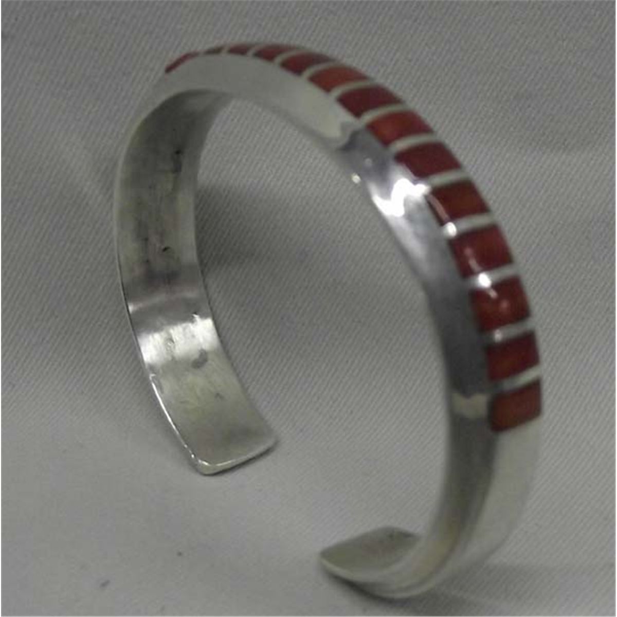Zuni Silver Coral Bracelet Hallmark EA Gasper