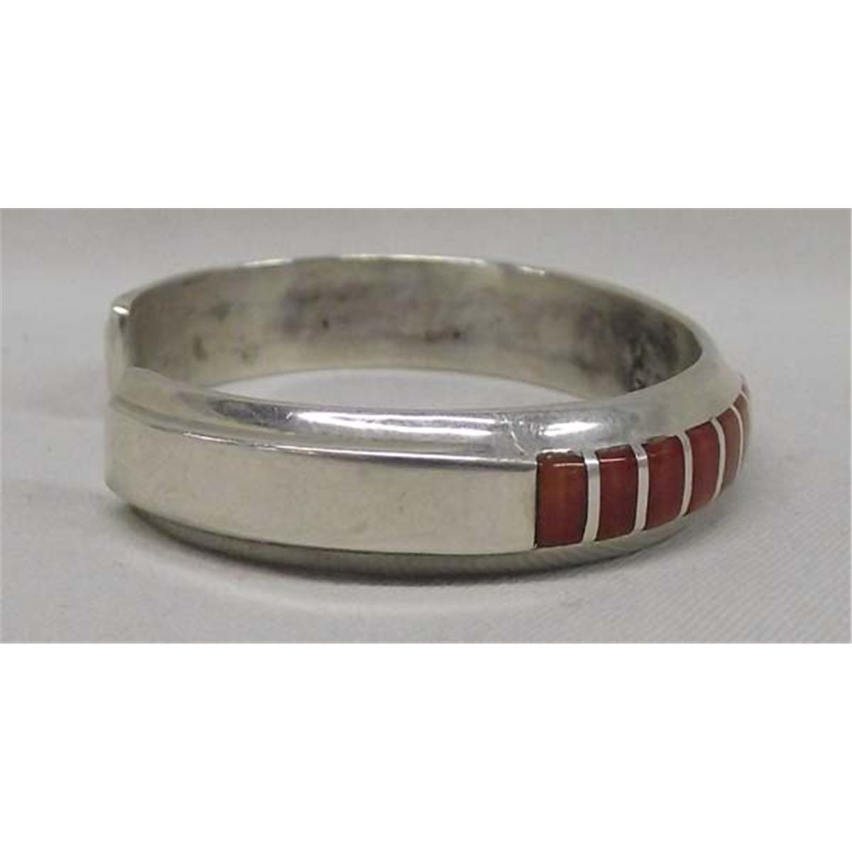 Zuni Silver Coral Bracelet Hallmark EA Gasper