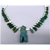 Image 1 : Navajo Green Turquoise Bear Fetish Necklace