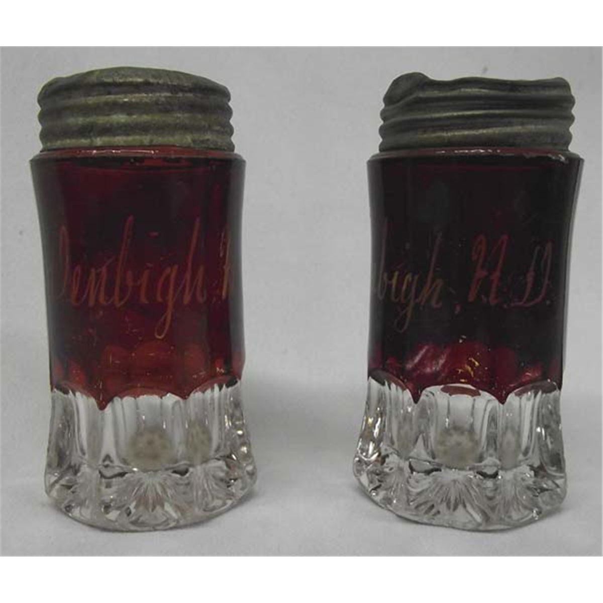 Ruby Flashed & Cut Glass Salt & Pepper Shakers