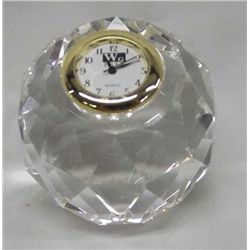 Cut Crystal Paperweight Desk Clock