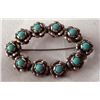 Image 1 : Sterling and Turquoise Stones Oval Pin