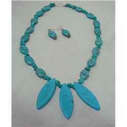 Turquoise Dyed Magnesite Necklace & Earring Set