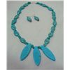 Image 1 : Turquoise Dyed Magnesite Necklace & Earring Set
