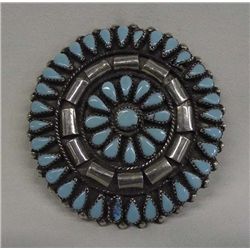 Zuni Silver & Turquoise Cluster Pin