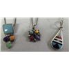 Image 1 : Three Indian Multi-Stone Pendant Necklaces